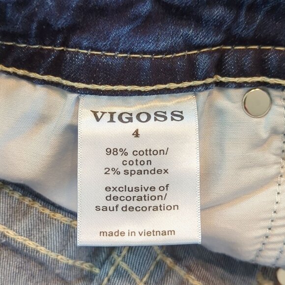 Vigoss Denim Capri Jeans‎ size 4 With Embroidered Pockets & Sequins Details - Picture 7 of 13